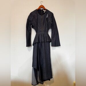 BCBGMaxAzria Black Peplum Sheath Dress with Bishop Sleeves